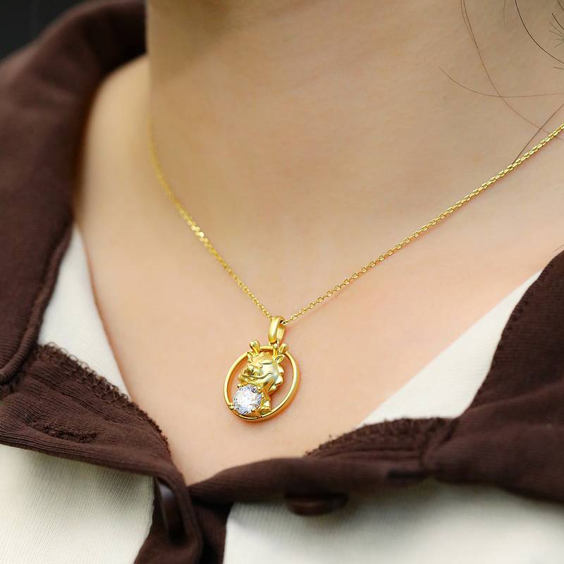 Dragon Moissanite Diamond Necklace from the Chinese Zodiac Series, 1.0 Carat